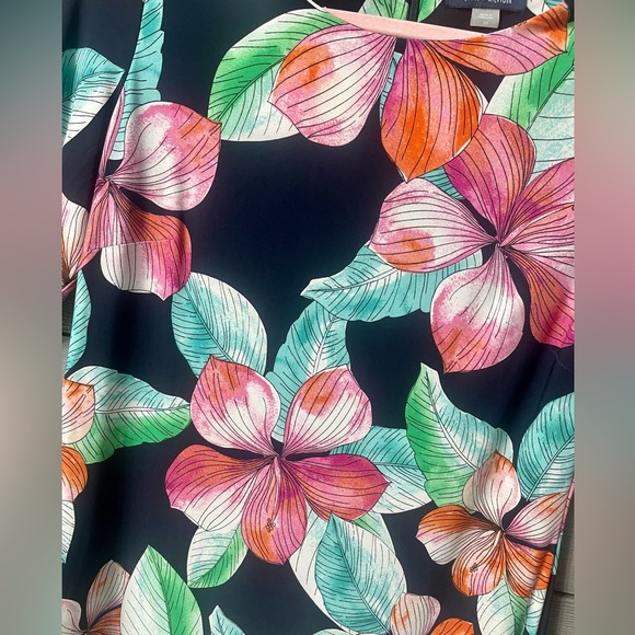 Tommy Hilfiger Navy with Vibrant Tropical Floral Pattern Dress Sz 10 Vacation - Picture 4 of 10
